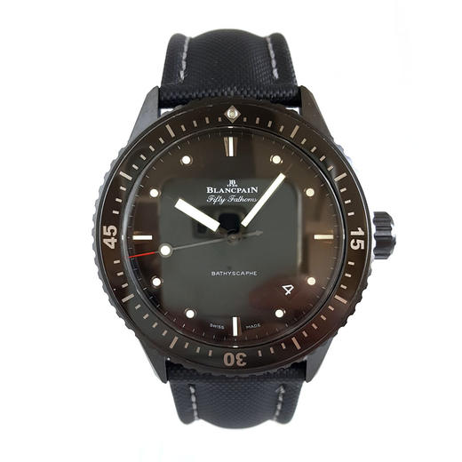 【95新】Blancpain宝珀5000-0130-B52A自动机械日期显示43MM（男款）五十噚系列黑陶瓷/单向旋转陶瓷刻度表圈020326NJT02 商品图0