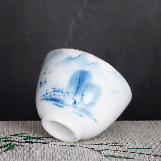 子佩集S990【晓风杨柳】摆件【FP020】纯银茶具青花柳树茶杯纯银内胆景德镇手绘2508 商品图3
