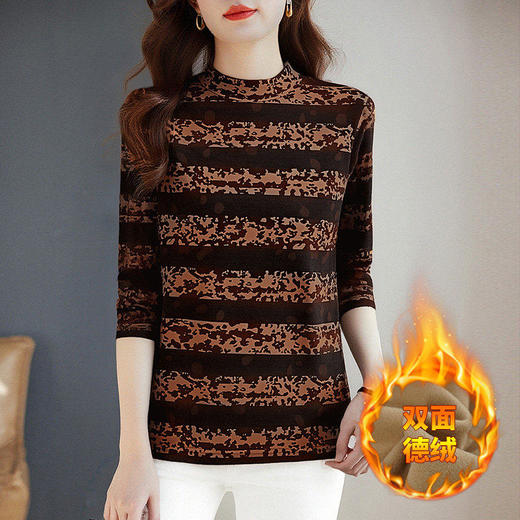 德绒半高领打底衫女冬季新款显瘦遮肚长袖T恤大码宽松内搭上衣胖m 商品图1