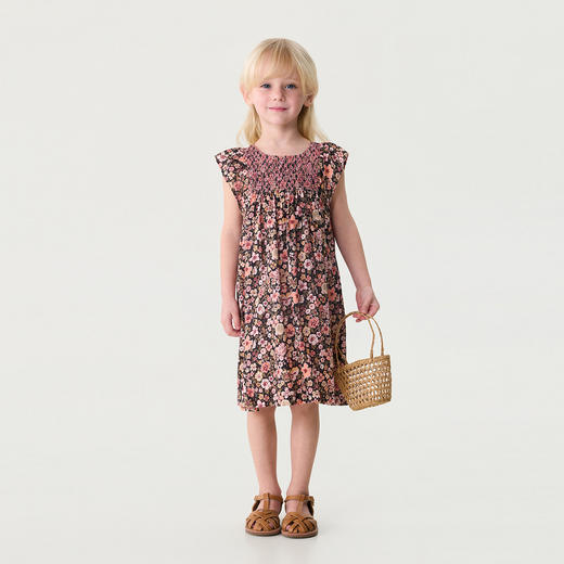 马克珍妮落日花园女童纯棉蝴蝶袖连衣裙2026年夏装新款561060 商品图1