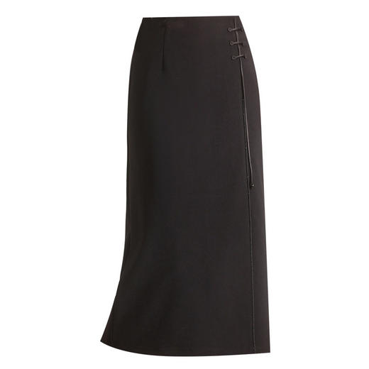 「自」全新升级【铂金会员128/天猫169/差价41】(71055)洛诗琳新中式盘扣开叉半身裙女2026春季时尚通勤国风直筒裙 商品图4