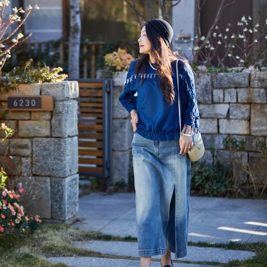 【林栖设计小店】植物染色|手工植物蓝婴儿棉渐变雨滴2026夏新款优雅衬衣1962043 商品图2