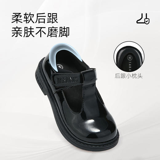 泰兰尼斯meta春秋女童皮鞋软底公主鞋精致演出黑皮鞋时尚洋气单鞋M03X6A8592 商品图3