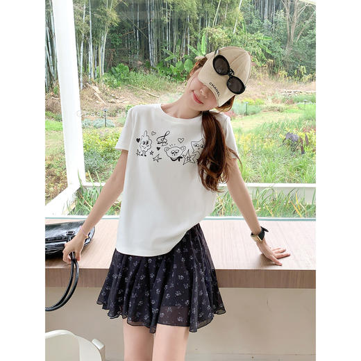 <曾小咸推荐>3.16现货秒杀 ！微信超特价！韩系雪纺碎花半身裙 日常179.99 立减100 秒杀79.99！！ 印花短袖 秒杀59.99 商品图2