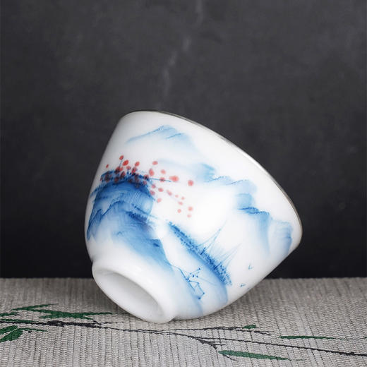 子佩集S990【金风拾趣】摆件【FP021】纯银茶具青花红枝茶杯纯银内胆景德镇手绘2508 商品图1