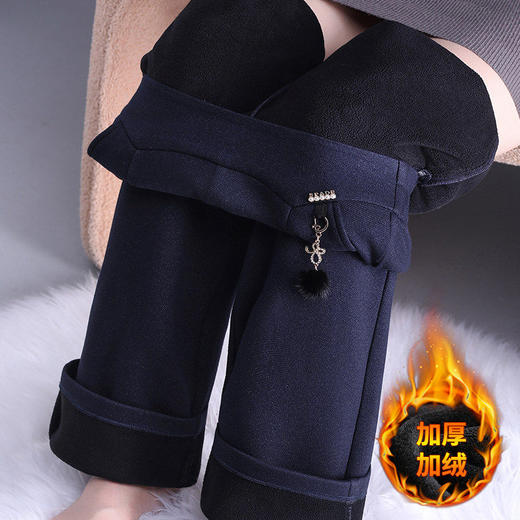 中年妈妈加绒加厚休闲裤女冬季2025新款胖mm大码显瘦直筒裤子外穿 商品图3