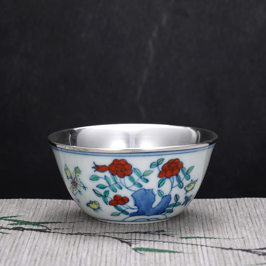 子佩集【鸡鸣富贵】S990银摆件【QF005】茶具品茗杯公鸡茶杯纯银内胆2509 商品图1