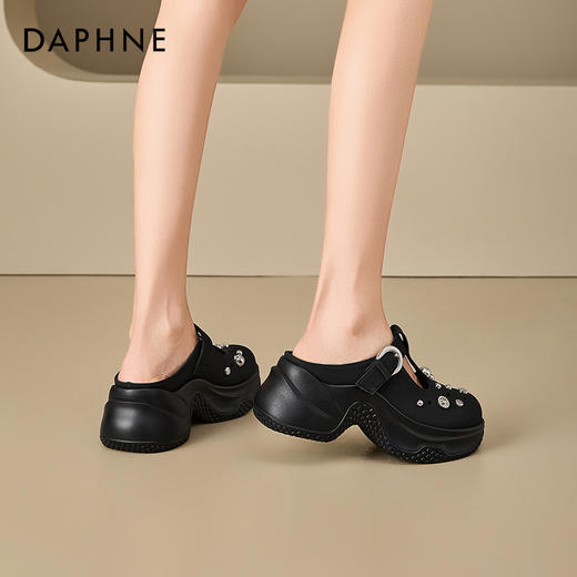 达芙妮厚底洞洞鞋女款2025夏季新款外穿小个子增高凉鞋包头半拖鞋2503026 商品图7