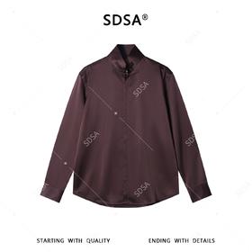 SDSA男装2026新款高贵轻奢新中式纯色盘扣立领长袖衬衫百搭时尚