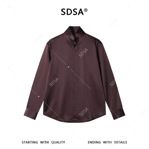 SDSA男装2026新款高贵轻奢新中式纯色盘扣立领长袖衬衫百搭时尚 商品图0