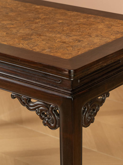 清	红木嵌瘿木百衲镶六角锦地画桌 商品图2