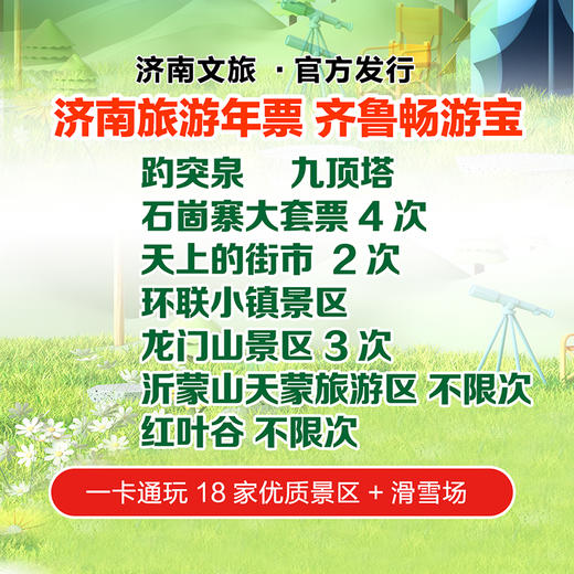 齐鲁畅游宝 一卡畅游济南18家优质景区+滑雪场！趵突泉灯会、九顶塔新春庙会··· 商品图0