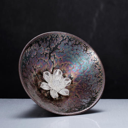 子佩集【娇花照水】S990银摆件【YSYCJ004】茶具品茗杯原创作品茶杯紫花丝莲花2509 商品图2