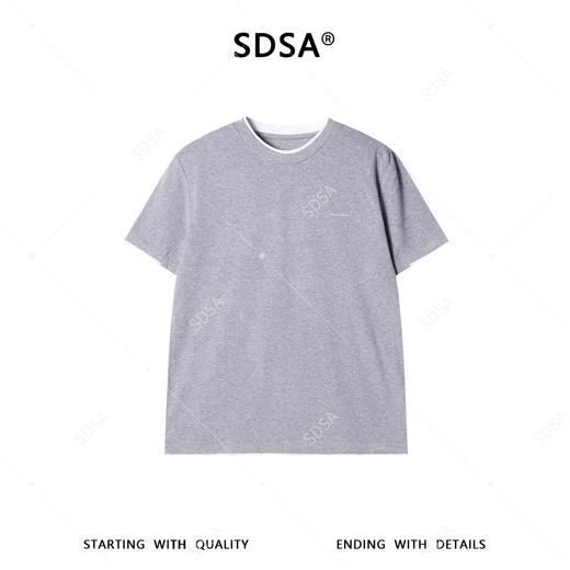 SDSA男装2026新款高贵轻奢撞色刺绣字母假两件圆领短袖T恤百搭 商品图0