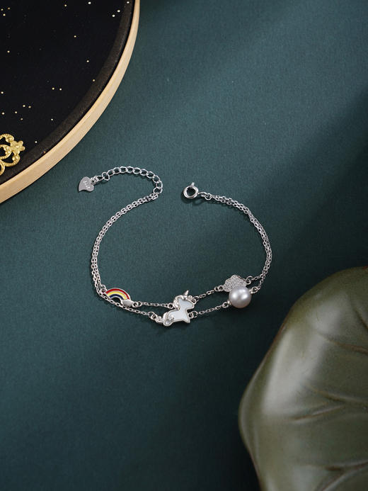 子佩集【萌马奇遇】银S925珍珠惜王妃手链【W5125】双色小马彩虹2602 商品图7