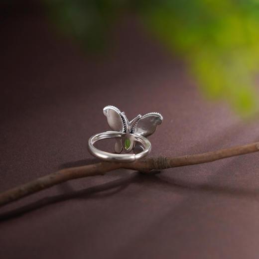 子佩集【梦幻蝶恋】S925银戒指【JZ00378】蝴蝶珐琅彩和田碧玉2509 商品图4