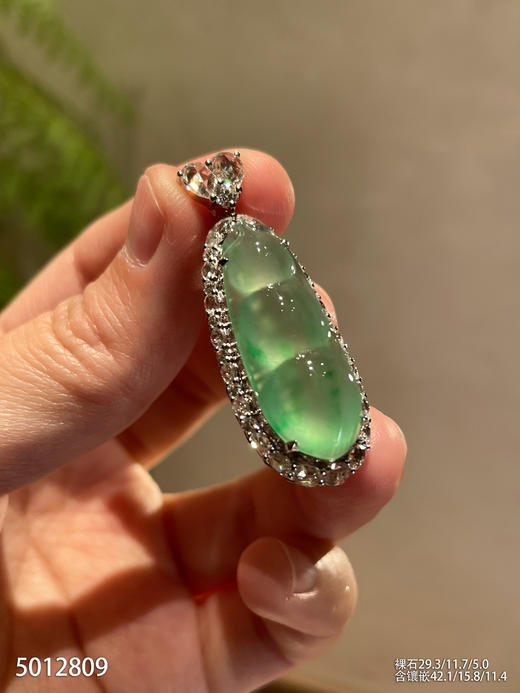 玻璃种艳绿福豆吊坠【5012809】具体价格微信咨询 商品图1