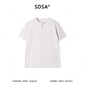 SDSA男装2026新款高贵轻奢韩版简约半纽扣圆领短袖T恤百搭简约潮
