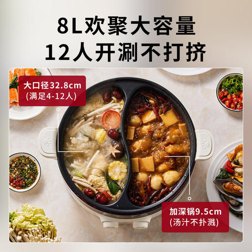 摩动欢聚多功能火焰电火锅家用网红鸳鸯锅一体式多功能大容量火锅 商品图3
