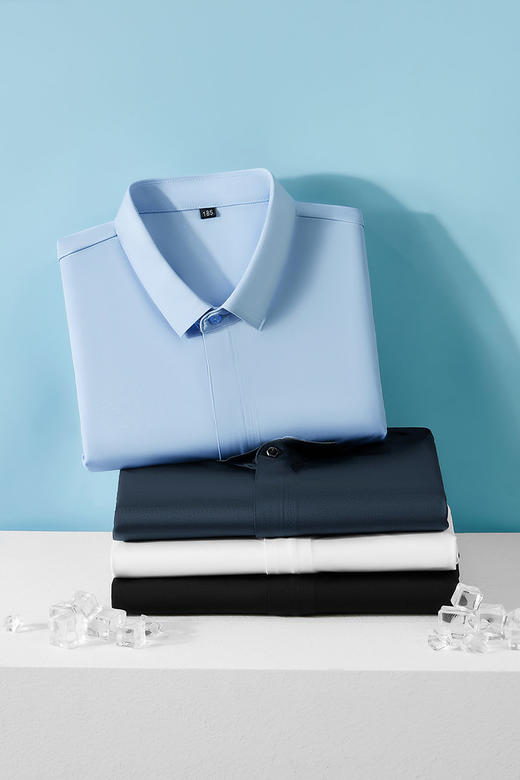 【DM】大依优型大码男装夏季封口纯色短袖衬衫商务休闲无痕上衣T恤350斤 商品图5