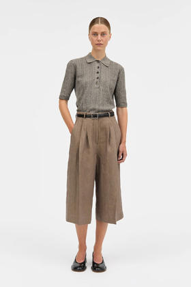 Mark Kenly Domino Tan 26SS 枯木色汉麻PENNIE双褶七分裤