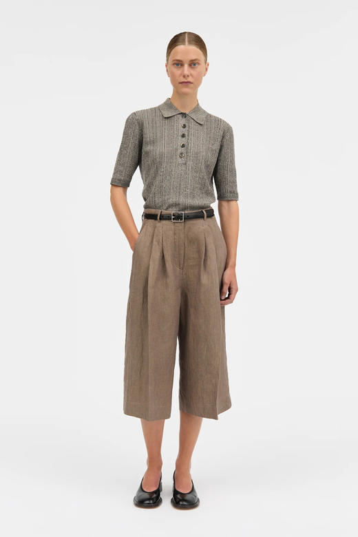 Mark Kenly Domino Tan 26SS 枯木色汉麻PENNIE双褶七分裤 商品图0