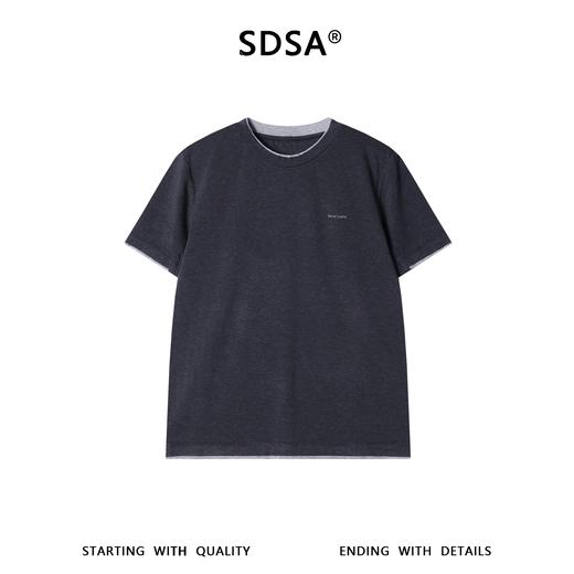 363083630836308SDSA男装2026新款高贵轻奢撞色刺绣字母假两件圆领短袖T恤百搭 商品图2