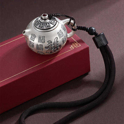 子佩集S999【百福圆满】手把件【YSK555】纯银小摆件迷你小茶壶可转动可打开原创作品2508 商品图5