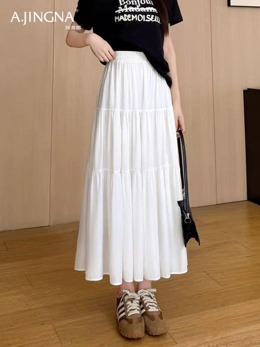 【飘逸灵动】阿菁娜春夏高腰拼接褶皱多层蛋糕裙A字裙F31C213009 商品图2