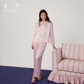 温柔海棠』桑罗睡衣套装桑蚕丝撞色显白女家居服可外穿
