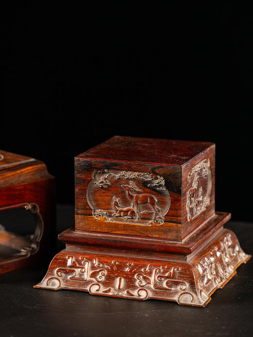 二十世纪	红木福禄纹双层印章盒 商品图1