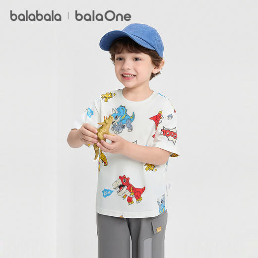 【balaOne】巴拉巴拉宝宝短袖t恤男童2026新夏装手绘插画印花上衣 商品图1