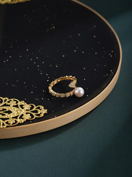 子佩集【珠光灵蛇】银S925珍珠惜王妃戒指【R2123】双色蛇2602 商品图5