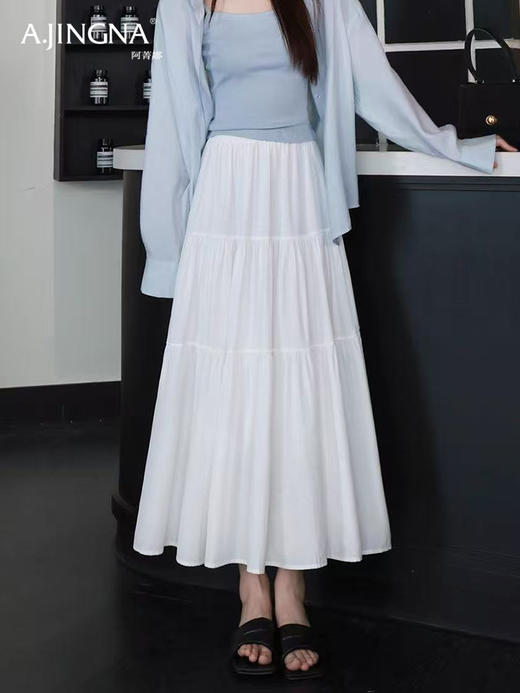 【飘逸灵动】阿菁娜春夏高腰拼接褶皱多层蛋糕裙A字裙F31C213009 商品图5