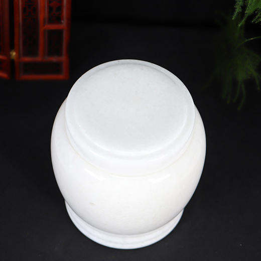 天然玉石白玉瓷琉璃骨灰坛净面骨灰桶22.5*23cm 商品图1