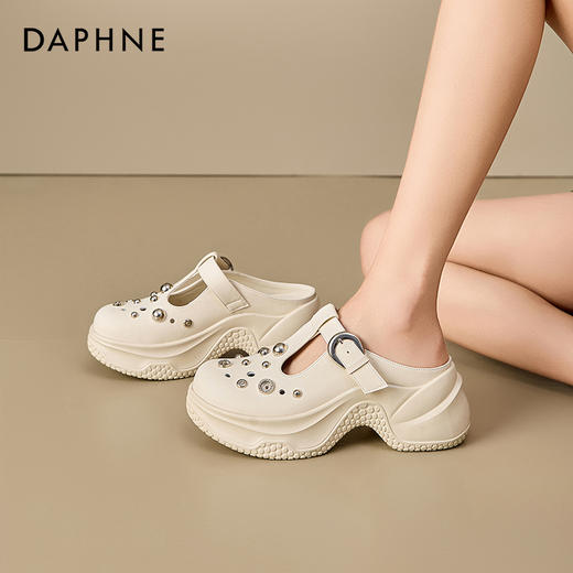 达芙妮厚底洞洞鞋女款2025夏季新款外穿小个子增高凉鞋包头半拖鞋2503026 商品图6