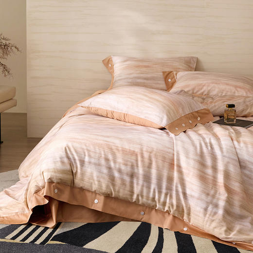 【品牌直发】加倍生活 60支长绒棉纯棉宽边纽扣系列四件套 11色可选 商品图1