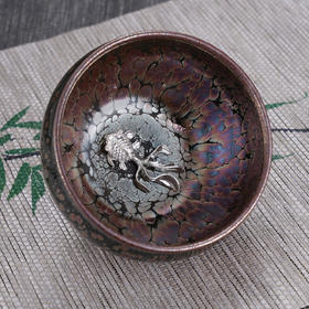 子佩集【吉庆有余】S990银摆件【YSYCJ003】茶具品茗杯原创作品茶杯紫金鱼2509