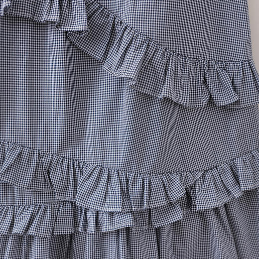 马克珍妮复古格纹女童花边连衣裙2026年夏装新款560826 商品图4