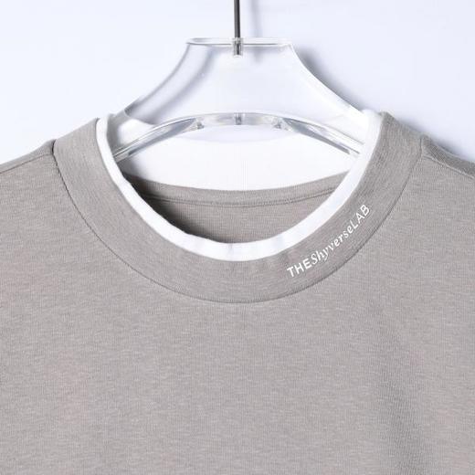 SDSA男装2026新款高贵轻奢美式拼接领口印花字母圆领长袖T恤百搭 商品图1