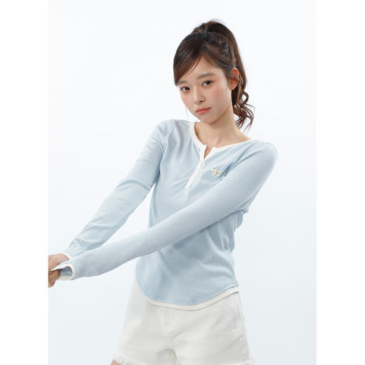 复古亨利领设计基本款长袖T恤-纪念日百货门店同款169944331 商品图1