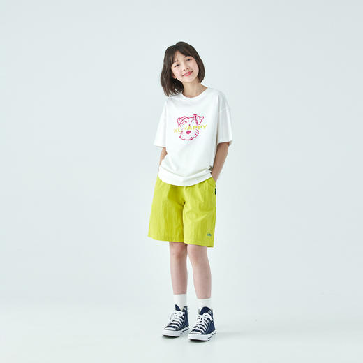 棵初26年夏季新款中大女童轻量宽松机能短裤撞色织标下摆刺绣裤子 商品图1