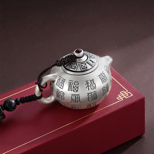 子佩集S999【百福圆满】手把件【YSK555】纯银小摆件迷你小茶壶可转动可打开原创作品2508 商品图4