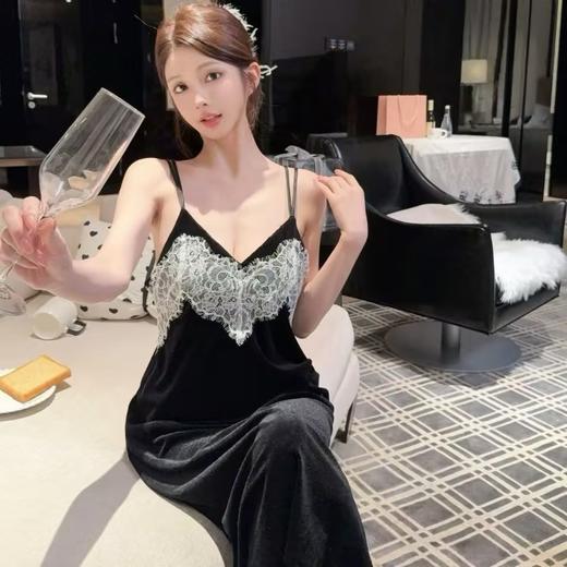 YW买手优选金丝绒性感睡衣胸垫吊带睡裙纯欲风家居服17079513399(预售3-5天发货） 商品图1