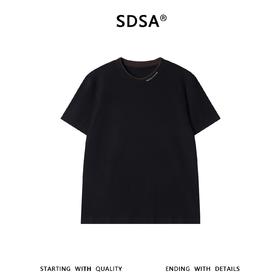 SDSA男装2026新款高贵轻奢美式拼接领口印花字母圆领长袖T恤百搭