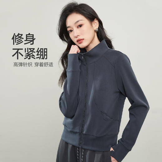 【春新品！立领拉链卫衣】逸阳春款莫代尔运动风长袖开衫显瘦正肩外套5065 商品图1