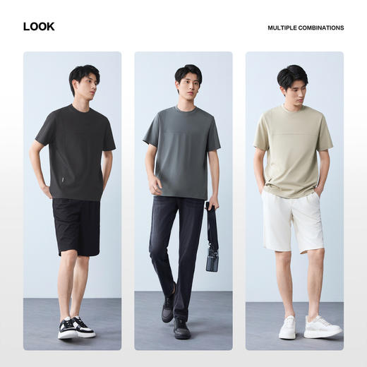 【新疆棉/凉感/吸湿排汗】柒牌2026夏季新圆领冰芙美清爽短袖T恤 130T72190 商品图2