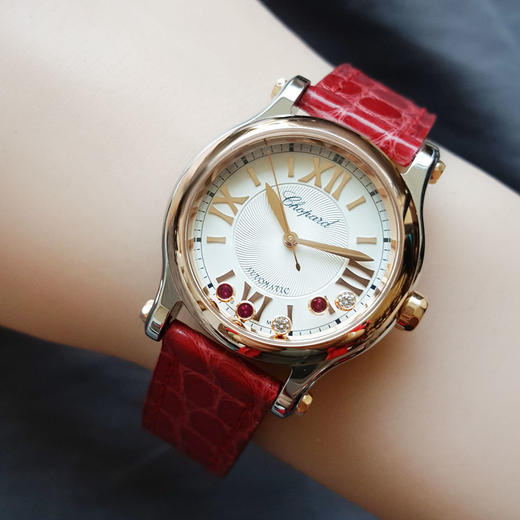 【95新】CHOPARD萧邦278573-6026自动机械30MM（女款）HAPPY SPORT系列精钢/18k玫瑰金表圈090326NJT39 商品图8
