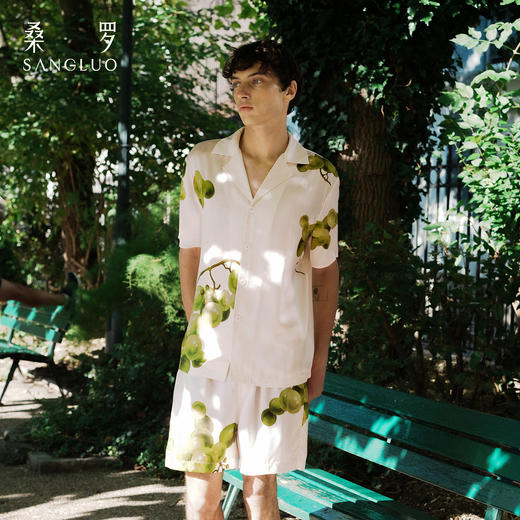 桑罗葡萄系列睡衣男士短套装25年春夏新品可外穿家居服情侣款 商品图2