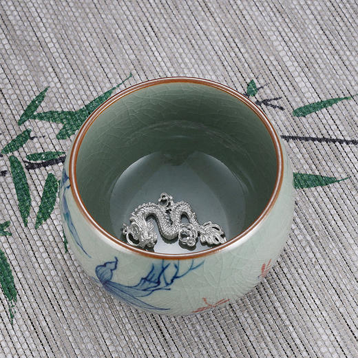 子佩集S990【修竹清风】摆件【SR003】纯银茶具冰裂纹梅兰竹菊茶杯-龙腾景德镇手绘2508 商品图3